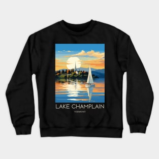 A Pop Art Travel Print of Lake Champlain - Vermont - US Crewneck Sweatshirt